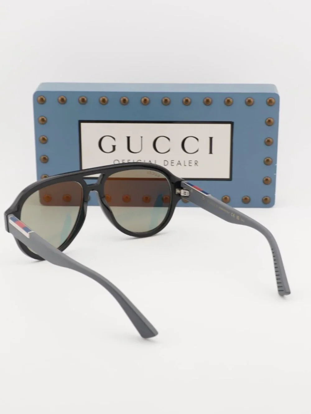Gucci GG2088S 002 Aviator Sunglasses - Black\Green